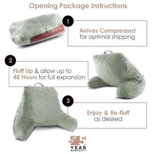 Nestl Reading Pillow for Kids & Teens with Shredded Memory Foam, Backrest Pillows for Reading, Watching, and Gaming, Use on The Couch, Bed, or Floor, Adjustable Support with Washable Cover Sage Green