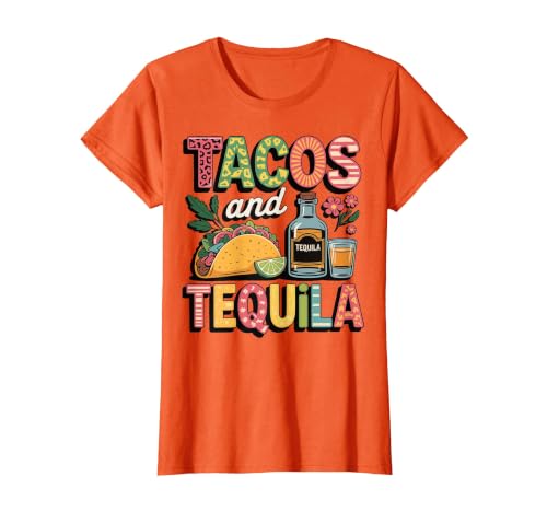 Tacos and Tequila T-Shirt, Women, Orange, Large