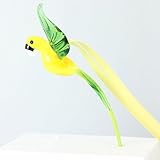 - Viene con correa. Adorno colgante para loro, guacamayo, pájaro volador, verde y amarillo, cristal