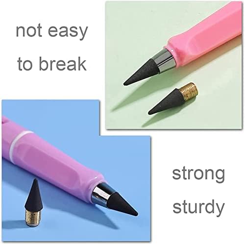 DUAO 12 Pcs Inkless Pencil Tip Inkless Pencil Replacement Nibs Everlasting Pencil for Reusable Everlasting Pencil, black