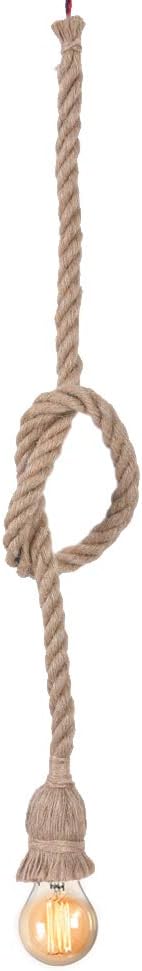 Zerodis Vintage Kroonluchter Touw Hennep Hanglamp E27 Basis Lamp Koord Retro Loft Stijl Kroonluchter (Zonder Lamp) Decoratie Voor Diy Thuis Slaapkamer Restaurant Cafe Bar Stijl (Enkele Kop)