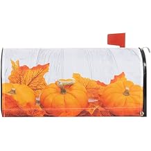 Fall Harvest Pumpkin Maple Leaves Decoration Mailbox Cover with Magnetic Thanksgiving Day Fall Harvest Welcome Magnetic Mail Wraps Cover Letter Post Box 21" Lx 18" W