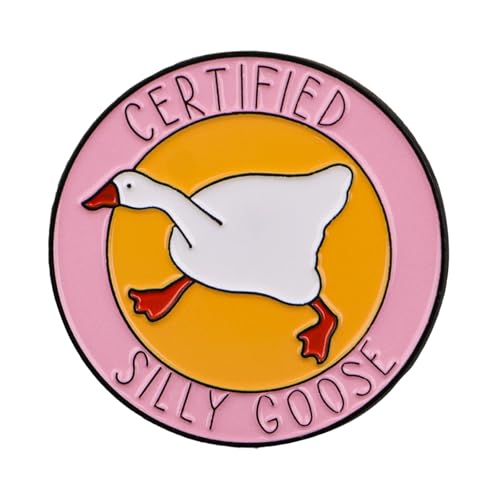 Certified Silly Goose Enamel Pin – Funny Cartoon Lapel Brooch for Backpacks, Jackets, Hats & Bags – Whimsical Novelty Accessory for Adults, Teens & Kids