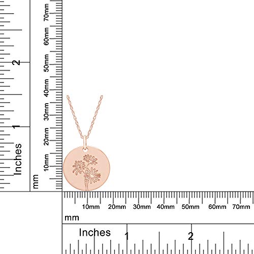 April Birth Month Daisy Flower Disk Pendant Necklace In Rose Gold Plated Jewelry For Womens 18" Chain #TOP5