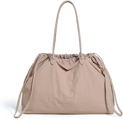 Nylon Tote Bag for Women - Versatile Drawstring Shoulder Bag for Work, Travel, and Casual Use