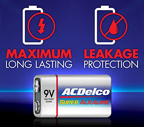 Acdelco 24-Count 9 Volt Batteries, Maximum Power Super Alkaline Battery, 7-Year Shelf Life, Reclosable Packaging #TOP5