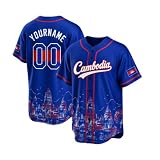 Personalized Cambodia Baseball Jersey Custom Name Number Button Down Athletic Shirt for Men Women Youth