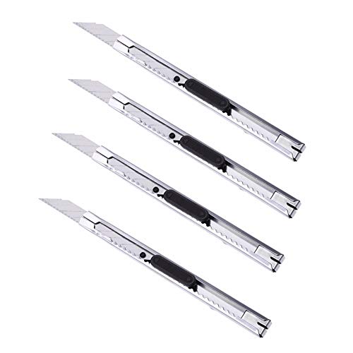 4Pcs Snap-Off Utility Knife Retractable Box Cutter 9Mm Blade For Cardboard Office Home Use Art Diy Craft #TOP11