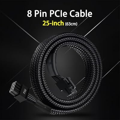 YEZriler 8 Pin PCIe Cable for EVGA Power Supply, PCIe 8 Pin Male to (6+2) Male PCI Express Power Adapter Sleeved 25-inch (63cm)