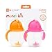 Munchkin Any Angle Sippy Cups for Toddlers, Spill Proof Weighted Straw Cup with Transition Handles for Babies 6 Months and Up, 7 Ounce, 2 Pack, Pink/Orange