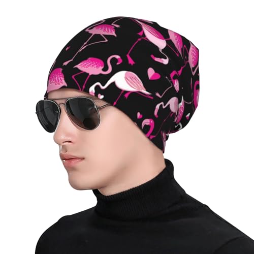 Flamingo Beanie Chemo Hats for Women Men Flamingos Slouchy Cancer Headwear Stretchy Skull Cap Soft Knitted Hat Nightcap Chemo Gifts — view 5
