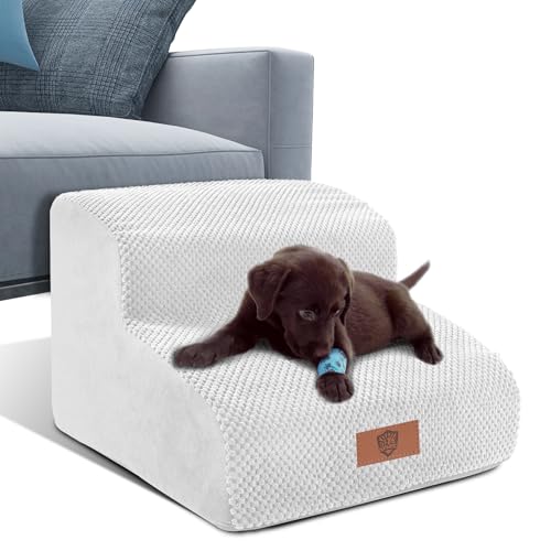 Masthome 犬 階段 犬スロープ階段 ドッグステップ 犬用ステップ 2段 7色 高さ30cm ペット用 ステップ 階段 滑り止め 安定がいい 取り外し可能式 洗えるカバー 頑丈で丈夫 耐久 怪我防止 介護用ペットステップ 小型犬 室内犬 高齢犬 ブラウン グレー ブラック ホワイト ブルー マスタードイエロー アイスランドブルー