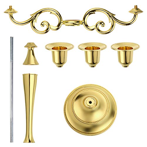 OwnMy 3 Arms Metal Candelabra Candlestick Silver European Elegant Candle Holder Candle Stand for Wedding Dining Table Christmas Party Home Decoration (Golden Tone) by OwnMy - Image 3