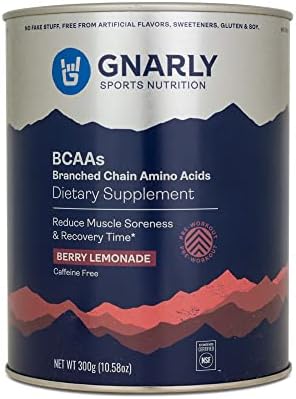 Gnarly Nutrition, BCAA Pre and Mid Workout Supplement to Reduce Muscle Soreness, Caffeine-Free, Berry Lemonade, 30 Servings