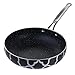 Decorative Non Stick Frying Pans - Deep Skillets Induction Ready Hard Anodized 3 layers Marble Coating 9.5 inch Pan for Cooking or Baking on Stove or Oven with Stainless Steel Ergonomic Handle