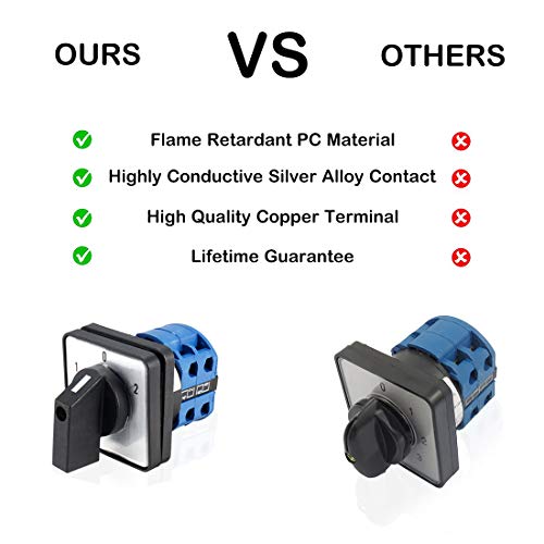 Victorshome Changeover Switch Lw28-20 3 Positions 8 Terminals Universal Rotary Cam Selector Latching Switches 550V 20A #TOP1