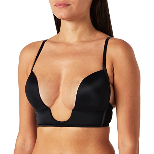 Gorsenia G026 Push-Up BH Dame Dessous Spitze Multiway Abnehmbar EU (80D, schwarz ohne Spitze)