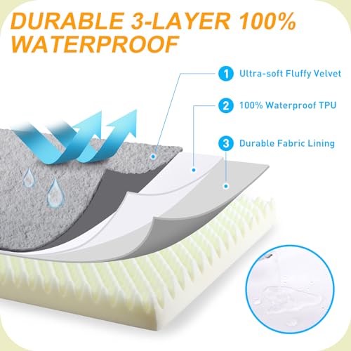 KSIIA Orthopedic Dog Bed - Waterproof, Large Size, Plush, Washable, Egg Crate Foam, Removable Cover, Non-Slip Bottom, 44 x 32 Inch, Gray by KSIIA - Image 4