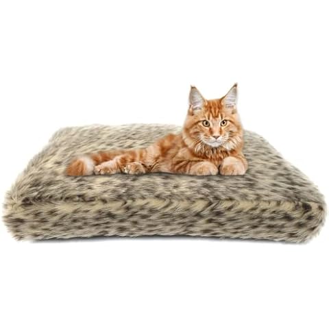 Millie Mats CAT DOG BED Leopard Faux Fur 61x40x10cm Side-zipper Removable Cover | Anti-slip bottom | Silky & Soft Cover