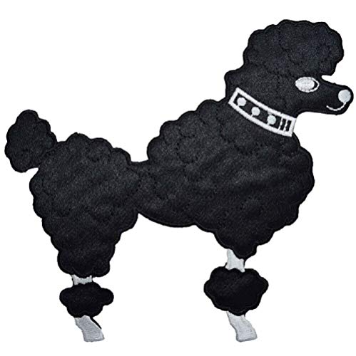 Large Poodle Embroidered Applique Patch - Black Dog Facing Right, Sock Hop 6" - Iron On / Sew On Patches For Clothes, Jackets, Pants, Backpacks, Dress, Hats, Caps, Jeans #TOP26