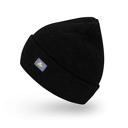 AnJuHoPa Bonnet uni Bonnet Double Tricot Doux Doux pour la Peau Bonnets Tricotés Unisexe BKde Cover