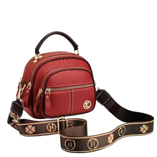 Vintage Leather Saddle Bag for Women, Burgundy, Small Tote