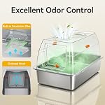 Extra Large Stainless Steel Litter Box with Lid, High Sided Enclosed Metal Cat Litter Pan, Dog Proof Front Entry Top Exit, Odor Control Easy Clean Leak Proof, Includes Scoop & Step, Light Gray
