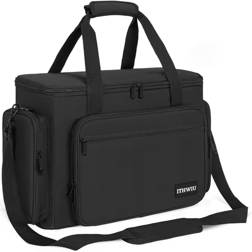 OUUTMEE Sac de Transport pour Machine à Coudre avec Base Amovible, Mallette de Voyage pour Machine à Coudre de Grande Capacité pour Plupart des Machines à Coudre Standard et Accessoires (Noir)