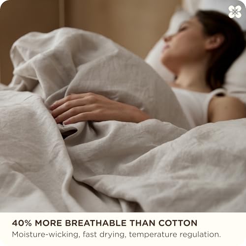 Image of Bedsure PureWoven European Flax Linen Duvet Cover Set, Queen, Linen
