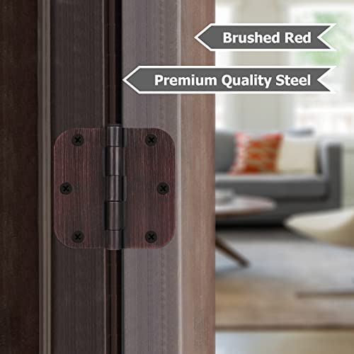Egofine Door Hinges 12 Pack Oil Rubbed Bronze Door Hinges, 3.5" X 3.5" Interior Door Hinges With 5/8" Radius Corners #TOP4
