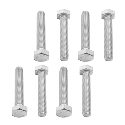 Image of Bettomshin 8Pcs M8 x 45mm Hex Bolts, 304 Stainless Steel 1.25mm Thread Pitch Fully Threaded Metric Hex Head Screw Bolts, Hexagon Screw Bolt, Hex Tap Bolts, Silver (Overall Size 50.45x13x13mm)