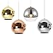 Produktbild Huahan Haituo Hängeleuchte mit modernem Lampenschirm, Kupfer, verspiegelt, Kugel aus Chrom, mit Kabel von 120 cm, Durchmesser 15 cm, 20 cm oder 25 cm, E27, 40-100 watts (Silber, 25cm)