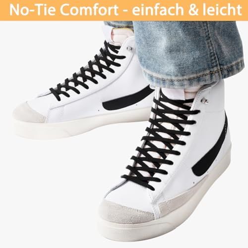 Stepace 2 Paar Elastische Schnürsenkel ohne Binden - 6mm Flache Gummibänder mit Kapselverschluss, Schnellschnürsystem für Sneaker & Sportschuhe, No Tie Laces Kinder Erwachsene Schwarz 120