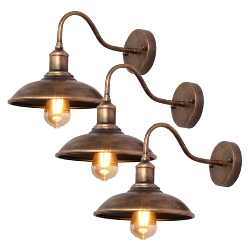 Laosoan Outdoor Gooseneck Barn Light Fixture 2 Pack - Vintage