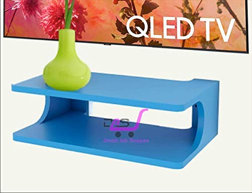 Image of Set Top Box Stand Wall Shelf & WiFi Modem Display Rack for Living Room (Blue)