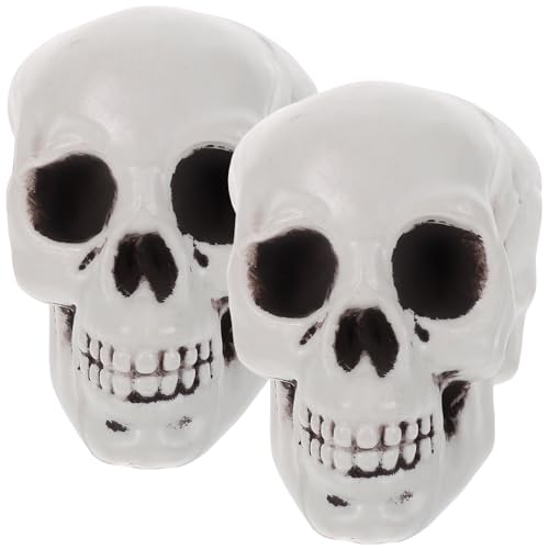 MAGICLULU 2 unidades. Cabeça de esqueleto de mesa modelo de cabeça de caveira cabeça de esqueleto de simulação tamanho real caveira de esqueleto para decoração de Halloween