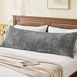 BEDELITE Velvet Body Pillow Cover with Zipper, Soft and Plush 20x54 Long Pillow Case, Velvety Smooth and Cozy Body Pillow Pillowcase for Bedroom and Couch, for All Seasons(Gray)