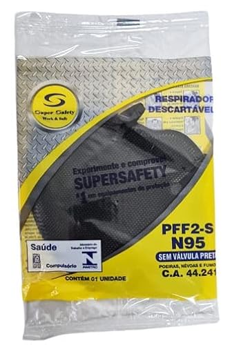 Mascara Pff2 Preta Respirador N95 com Inmetro Super Safety Kit de 5,10,20,25,50,100 Unidades (KIT CO