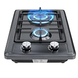 Piano Cottura 2 Fuochi Gas, 4.3KW, Piano Cottura a Gas da Incasso in Acciaio Inossidabile,Piano cottura gas con Protezione Automatica Della Fiamma, Adatto per Propano/Gas Naturale