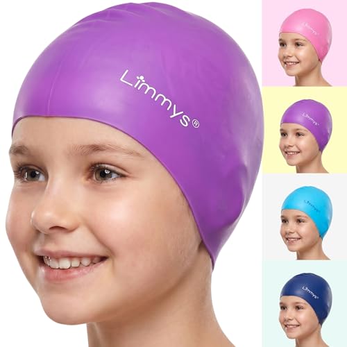 Limmys Kids Silicone Swim Cap for Boys & Girls