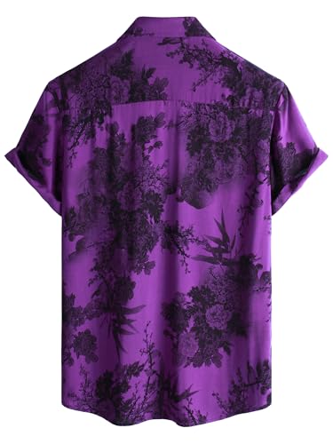 Image of JOTOOK Mens Hawaiian Shirt Short Sleeve Button Down Tropical Shirts Casual Floral Summer Beach Shirt