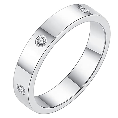 Image of Gleamart Silver Stainless Steel Love Friendship Ring Cubic Zirconia Promise Ring for Women