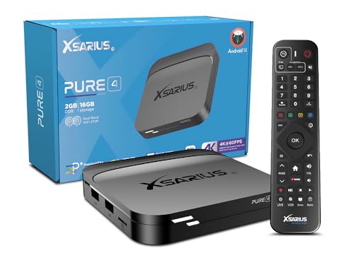 Xsarius Pure 4 4K UHD Android 14 IP-ontvanger zwart (dual wifi, USB 3.0, LAN, HDMI)