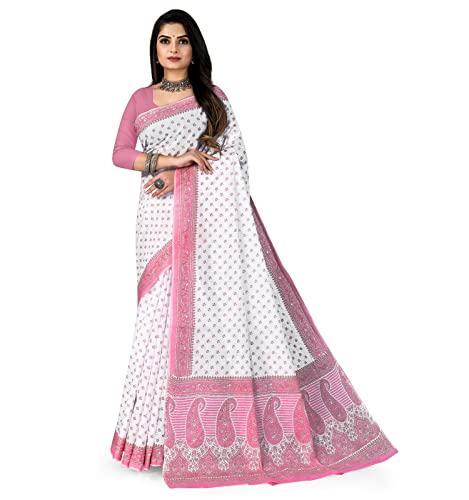 RATAN Pure Cotton Printed Mulmul Saree for Women without Blouse P...
