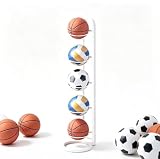 PULCINELLI Rastrelliera da Basket Verticale, 5 Strati Porta Palloni, Supporto per Pallone da Calcio in Metallo, Porta Pallone a 5 Livelli, Scaffale Portaoggetti per Palloni Rimovibile - Bianco