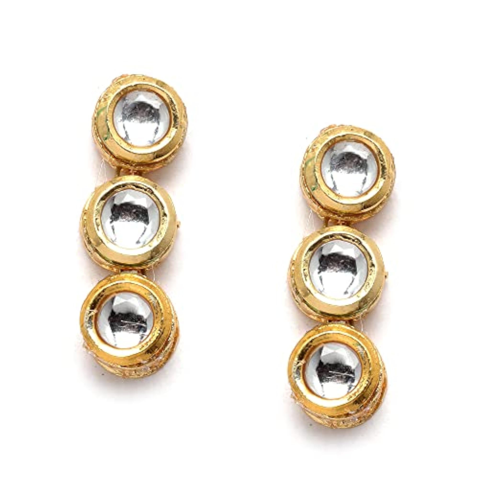 Gold-Plated Kundan Necklace Set with Earrings