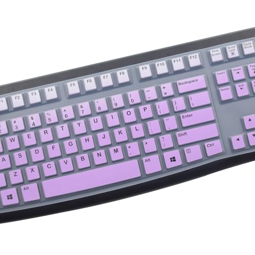 Silicone Keyboard Cover for Logitech K120 & MK120 Ergonomic Desktop USB Wired Keyboard, Logitech K120 & MK120 Keyboard Protective Skin US Layout (NOT Fit Other Model)-OmbrePurple - Thumbnail 3