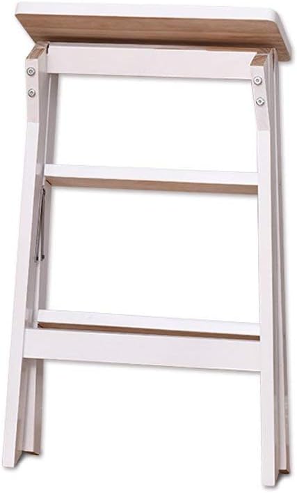2 Step Ladder Solid Wood Folding Ladder Portable Household Kitchen Cutting Table Stool Chair bar Stool (Color : Walnut, Size : 42 * 48 * 64cm)