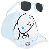 Hello Kitty Cinnamoroll Fille Casquette Baseball et Lunettes de Soleil avec Protection UV, Voyage Accessoires, Ete Cadeau Fille (Bleu Cinnamoroll)