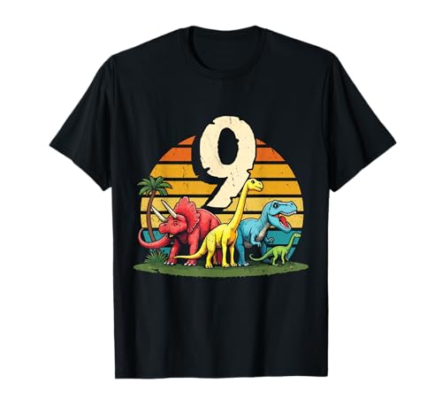 9th Birthday TRex Dinosaur 9 Year Old Boy Girl T-Shirt